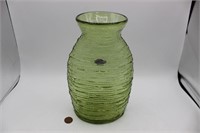 Blenko Olive Green Textured 9" Vase