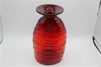 Blenko Ruby Red Textured 9" Vase
