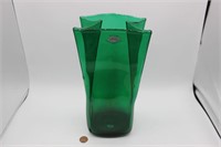 Blenko Emerald Green Paper Bag 10" Vase
