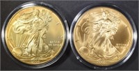 2002 & 2008 GILDED AMERICAN SILVER EAGLES