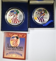 2000 & 2001 PAINTED AMERICAN SILVER EAGLES