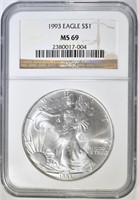 1993 AMERICAN SILVER EAGLE NGC MS-69