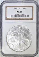 2005 AMERICAN SILVER EAGLE NGC MS-69