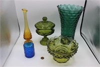 Quintet of 70s Colorful Glass