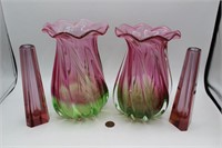 Handblown Teleflora Tulip & bud vases