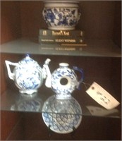 Blue white glassware