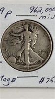 1919 P Walking Liberty Silver Half Dollar