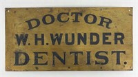 Dr W.H. Wunder Brass Sign, Woodstock VA