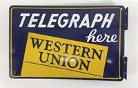 Western Union Telegraph Porcelain Flange Sign