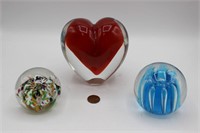 Trio of Glass Paper Weights