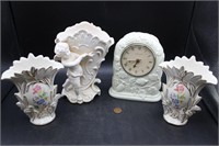 Quartet of Ceramic Vases & Clock