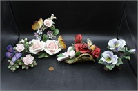 Quartet of Vintage Porcelain Floral Tchotchkes