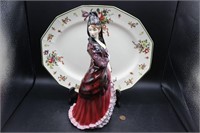 Vintage Royal Doulton Mantilla Figurine & Plate