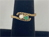Gold Filled Gemstone and Small Diamond Ring