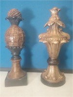 2 wooden decorative finials 8 in tall
