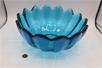 Blenko Blue 10" Scalloped Bowl