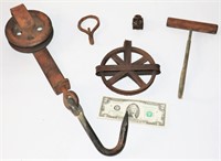 Antique Tools, Pulleys & Meat Hooks
