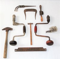 Vintage Tools- Braces, Hand Saw, Hammers, Plane