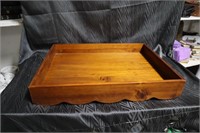 wooden serving tray .