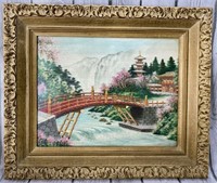 16x18.5in. Framed Asian Hand Embroidered Silk Art