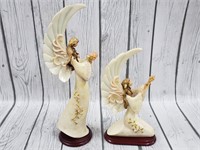 (2) Ceramic Angel Figurines 12"&9"