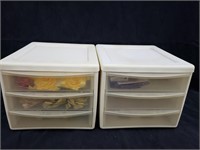 (2) 3 Drawer Plastic Containers + Contents
