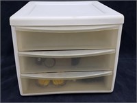 (1) 3 Drawer Plastic Container & Contents