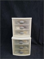 2 Small Sterilite 3 Drawer Containers + Contents