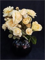 Black Vase w/ Yellow Roses