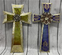 (2) Beautiful Blue & Green Crosses (15.5in)