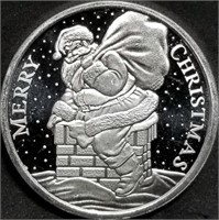 1 Troy Oz .999 Silver Santa Merry Christmas Round