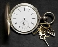 Locle/Beguelin Coin Silver Keywind Pocket Watch
