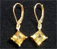 Nice 14k Gold & Citrine Earrings, 2.3g
