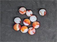 Group of Vintage Orange White Marbles
