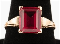 10K Gold Ruby Ring, Size 8, 2.5g, Enhanced Color