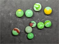 Group of Vintage Green Glass Marbles