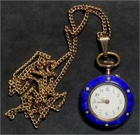 Enameled & Jeweled Pendant Pocket Watch