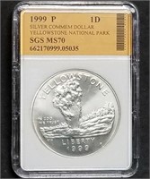 1999-P Yellowstone Nat'l Park Silver Dollar MS70