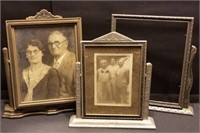 3 Antique Art Deco Swivel Frames, 12" Tallest