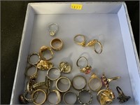 Tray of Costume Jewelry, Mostly Rings