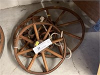3 Vtg. Wooden Spoke Wheels