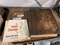Leatherbound German Bible and Amish Drawings Book