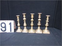 5 brass candlesticks