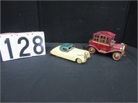 2 tin toy cars