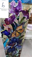 10” hand painted irises & butterfly vase