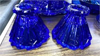 Deep cobalt glass butter bowl candleholders small