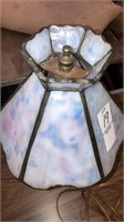 Brass lamp leaded glass shade 11” (signed Tiffany)