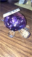 Oleg Cassini paperweight crystal faceted turtle