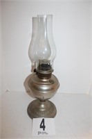 B&H Kerosene Lamp, Metal Base, Glass Chimney