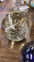 Blown glass paperweights flying swan goose